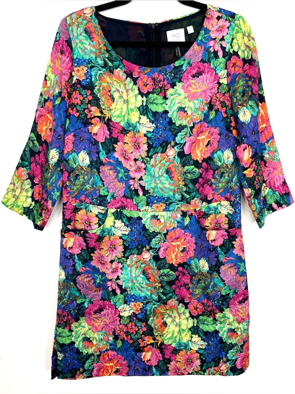 Anthropologie HD In Paris‎ Multicolored Floral Pockets Sheath Dress XS zq